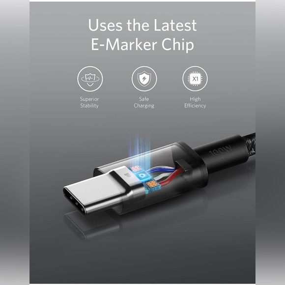 ANKER-USB C to USB C Charging Cable 6ft 100W Fast Charge for MacBook/Galaxy/iPad - Picture 3 of 6